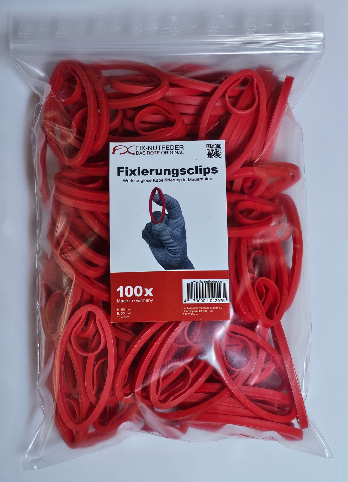 Beutel mit 100 Stk. Fix-Nutfedern zur Fixierung für Rohre und Kabel