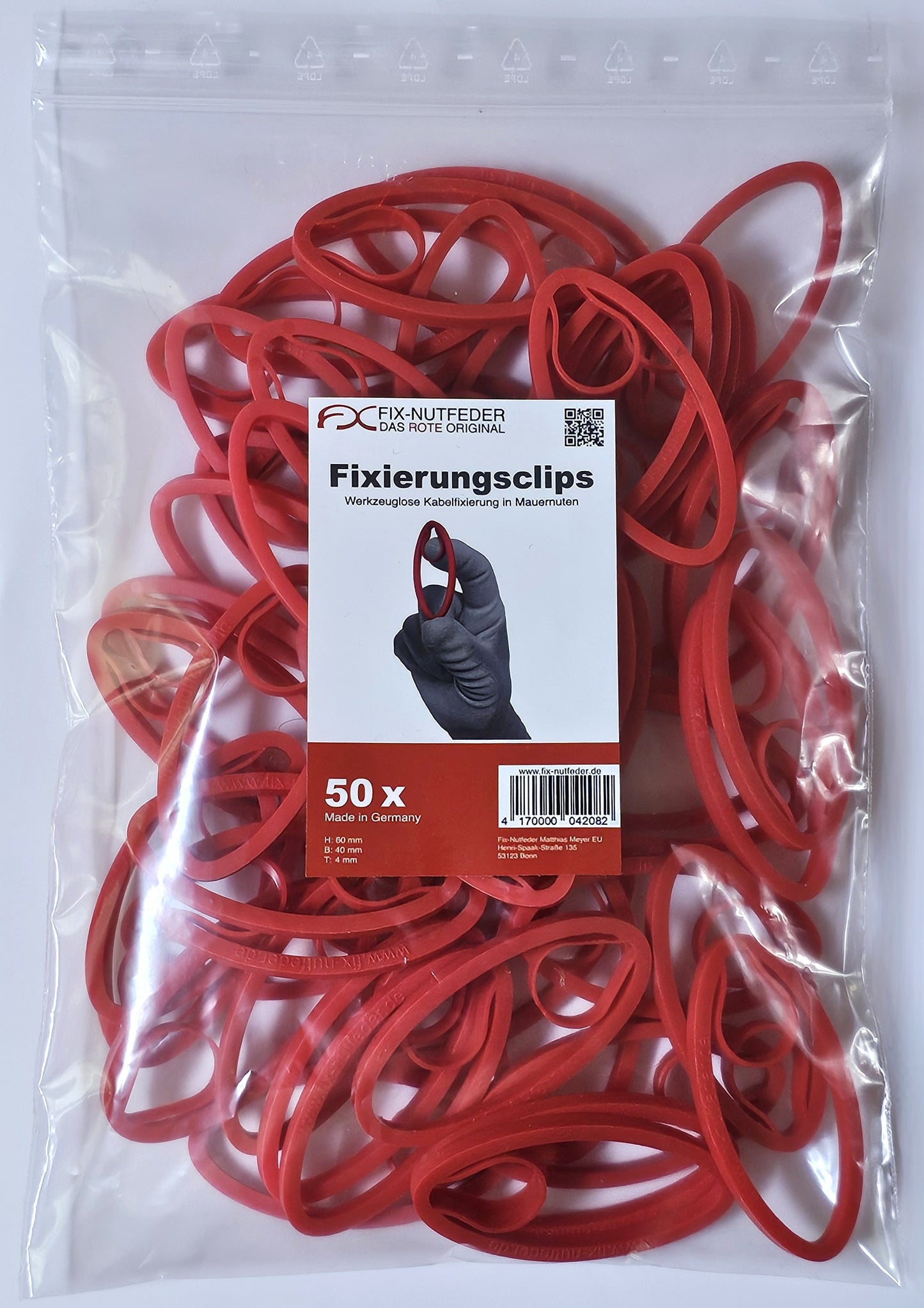 Beutel mit 50 Stk. Fix-Nutfedern zur Fixierung für Rohre und Kabel